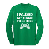 Thumbnail I Paused My Game To Be Here Youth Kids Long Sleeve T-Shirt Green 3