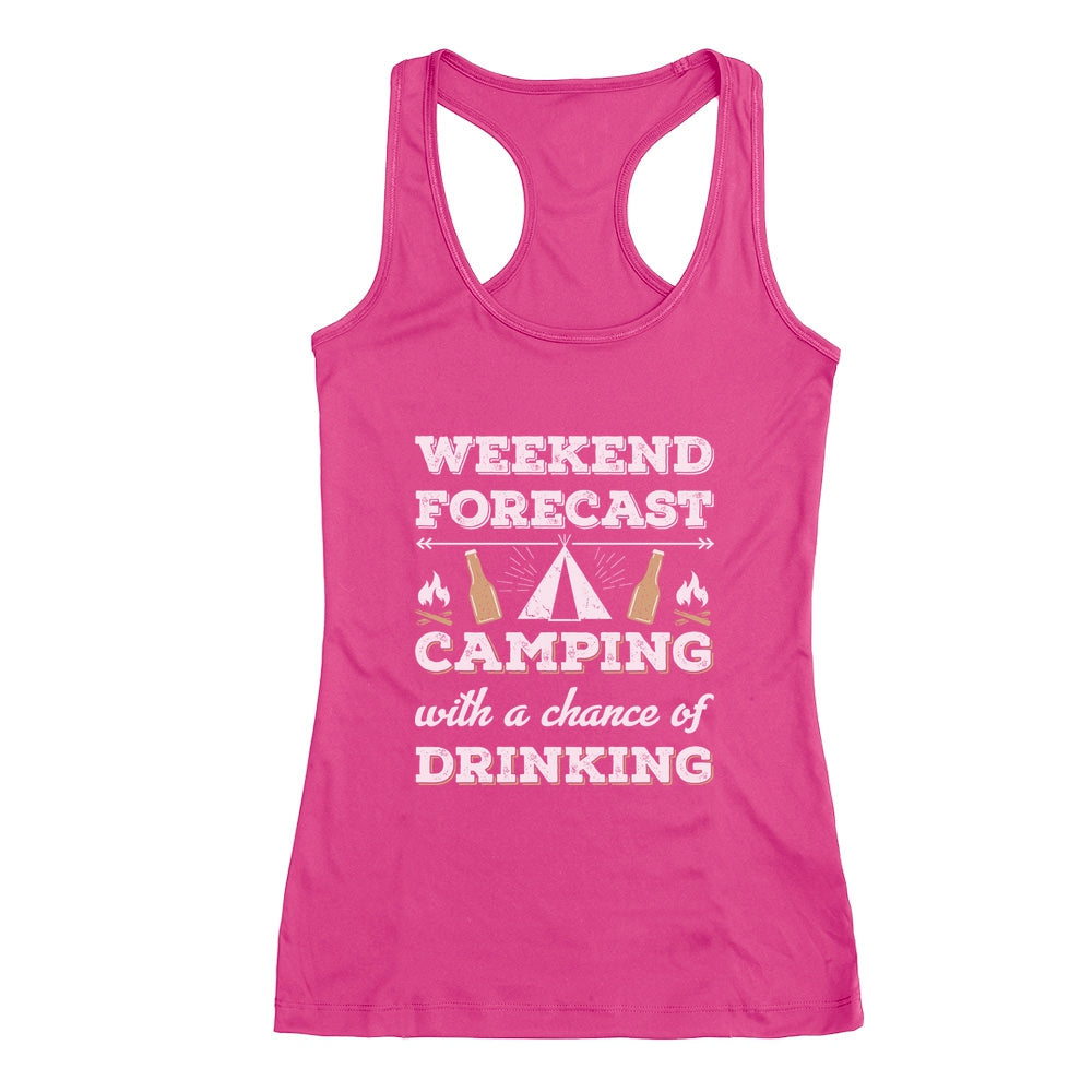 Weekend Forecast Camping with Drinking Racerback Tank Top 