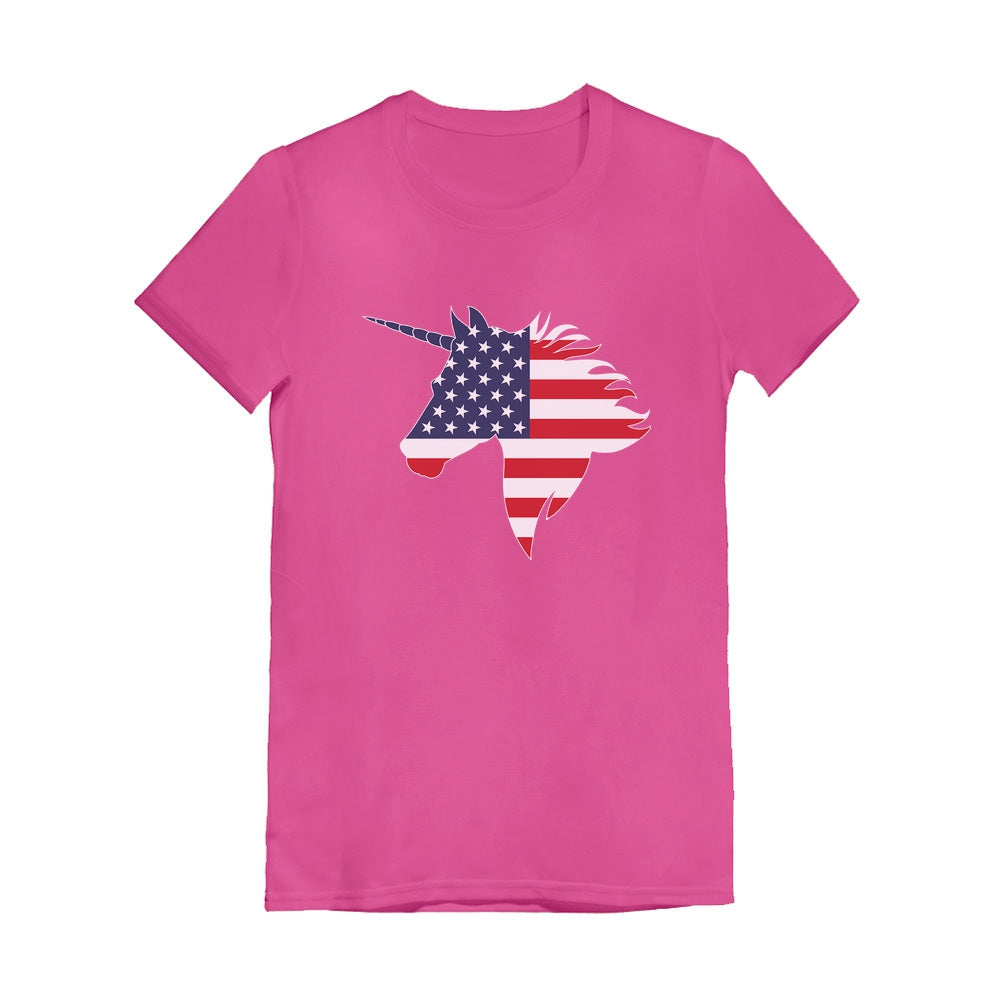 American Unicorn Youth Kids Girls' Fitted T-Shirt - Wow pink 5