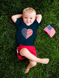 U.S Heart Shaped Flag T-Shirt For Toddlers and Kids 