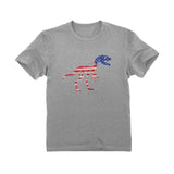 Thumbnail T-Rex Dinosaur American Flag Toddler Kids T-Shirt Gray 4