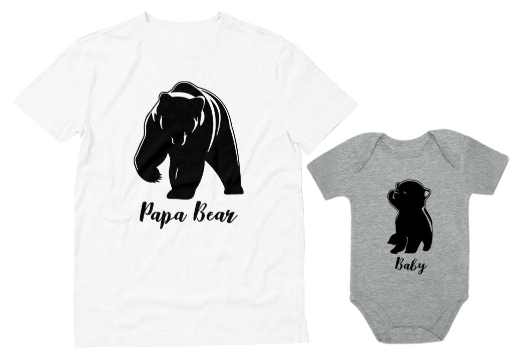 Papa & Baby Bear Matching Men's T-Shirt & Baby Bodysuit Father & Son Set