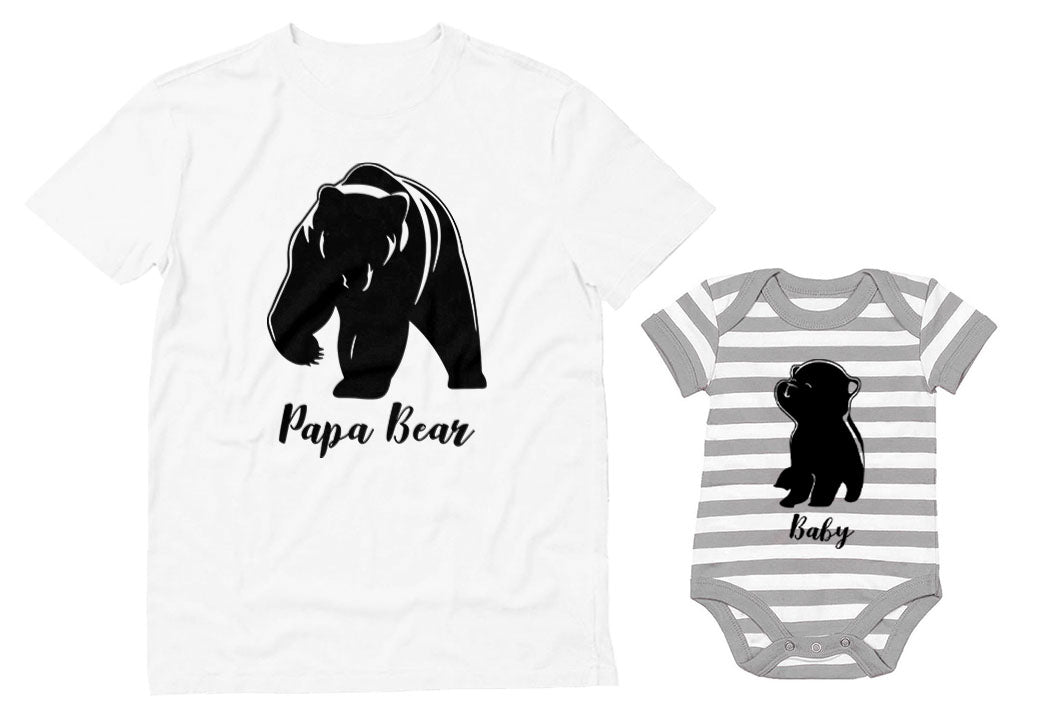 Papa & Baby Bear Matching Men's T-Shirt & Baby Bodysuit Father & Son Set