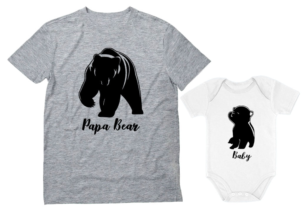 Papa & Baby Bear Matching Men's T-Shirt & Baby Bodysuit Father & Son Set