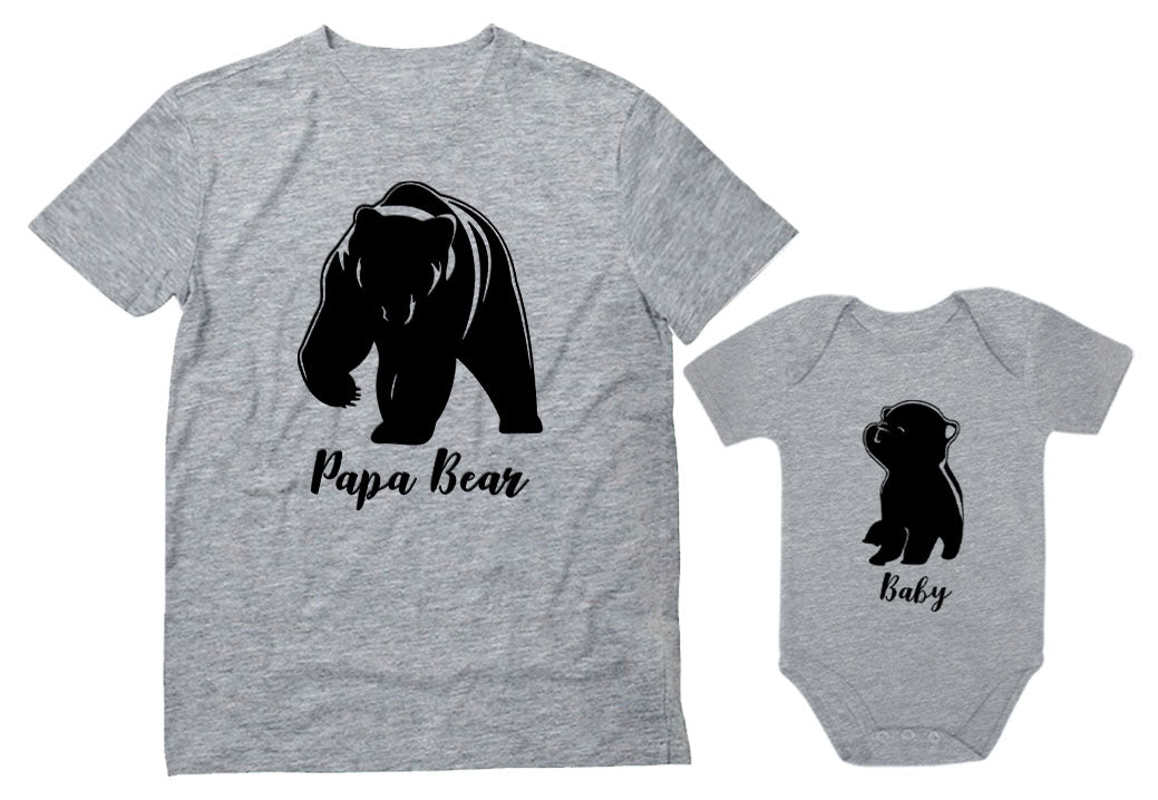 Papa & Baby Bear Matching Men's T-Shirt & Baby Bodysuit Father & Son Set