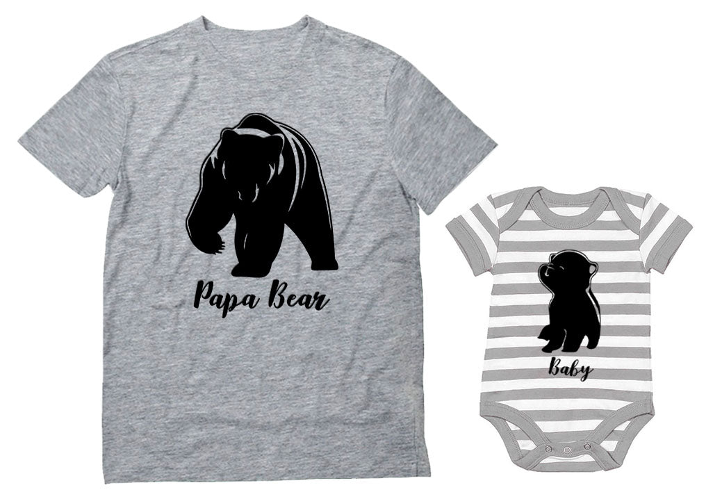 Papa & Baby Bear Matching Men's T-Shirt & Baby Bodysuit Father & Son Set