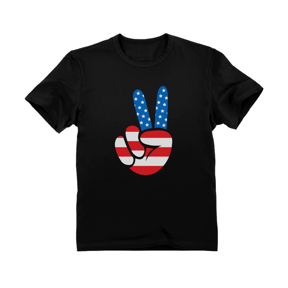 Flag Peace Sign Toddler Kids T-Shirt - Black 2