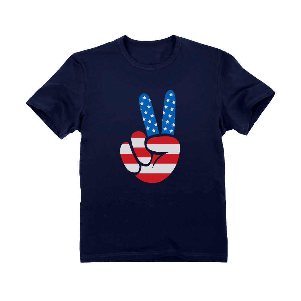 Flag Peace Sign Toddler Kids T-Shirt - Navy 1