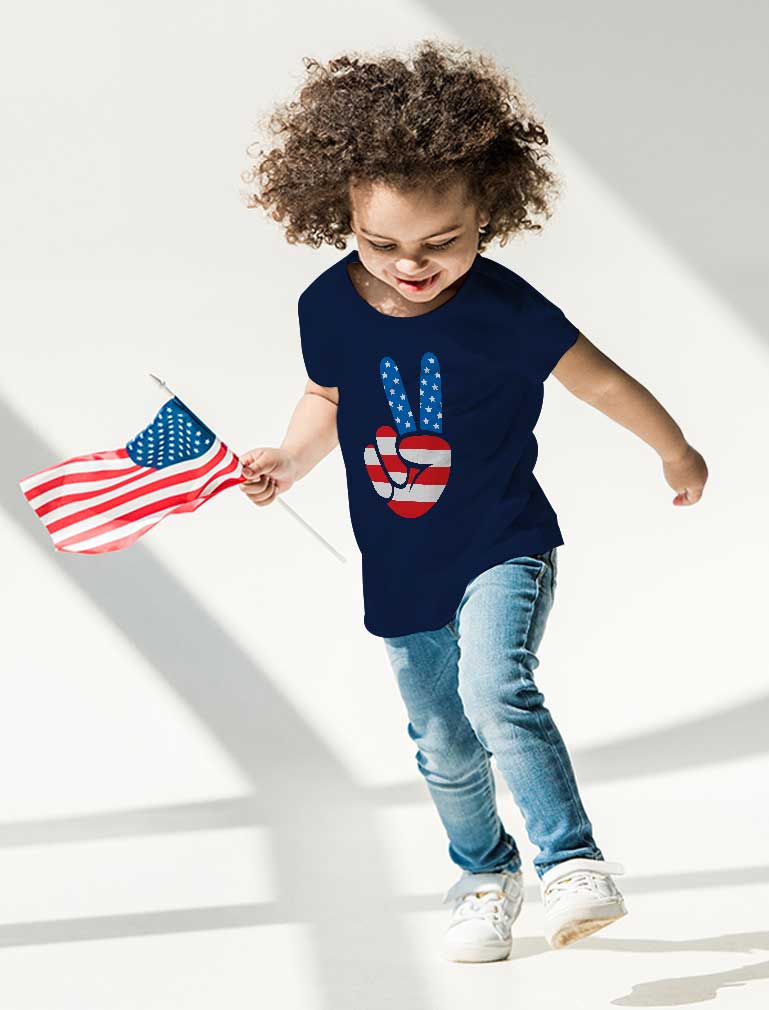 Flag Peace Sign Toddler Kids T-Shirt 