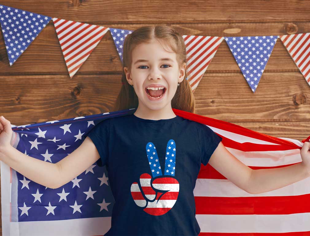 Flag Peace Sign Toddler Kids T-Shirt 