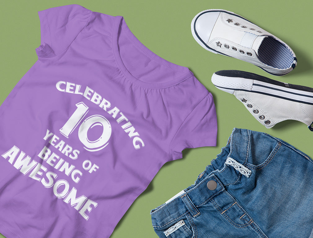 Celebrating 10 Years Of Being Awesome Youth Girls' Fitted T-Shirt 