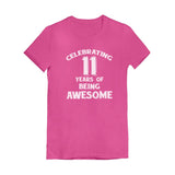 Thumbnail Celebrating 11 Years Of Being Awesome Youth Girls' Fitted T-Shirt Wow pink 1