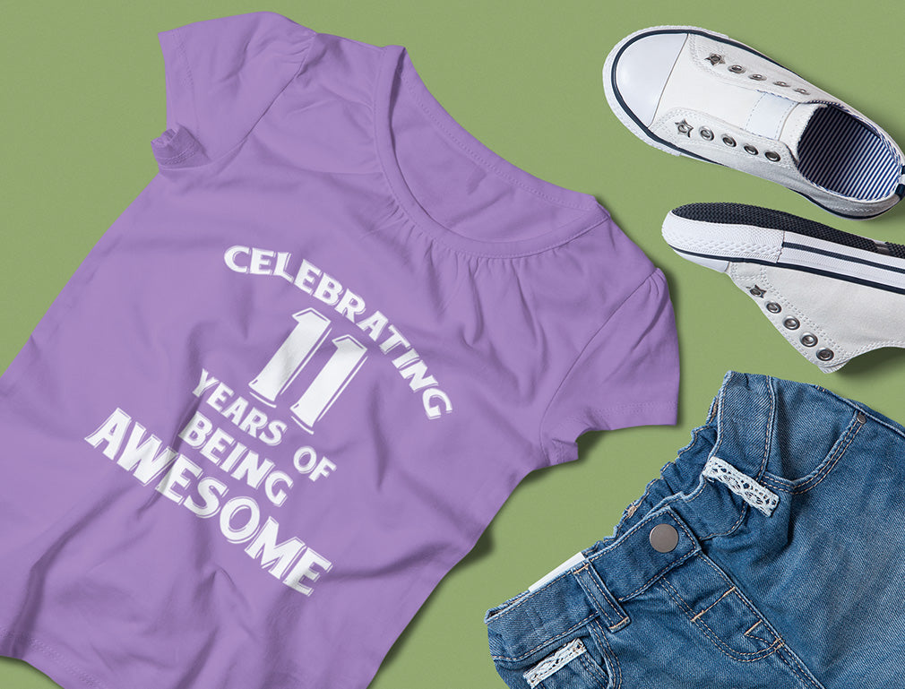 Celebrating 11 Years Of Being Awesome Youth Girls' Fitted T-Shirt - Chill Blue 5