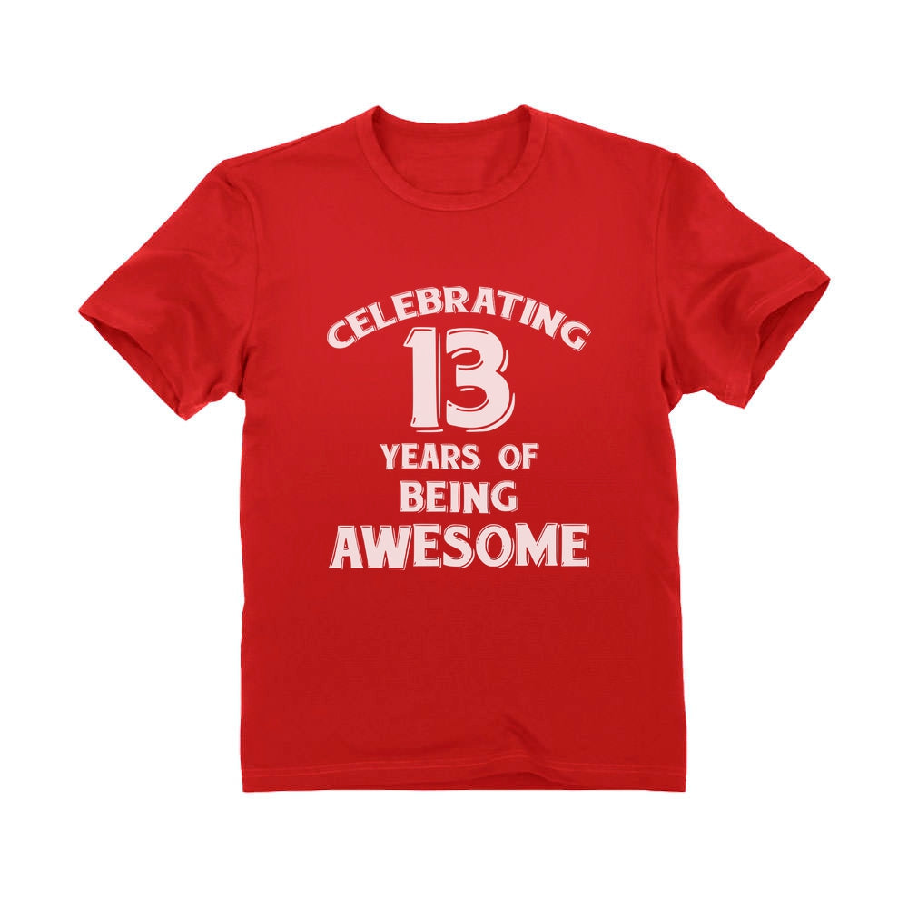 Celebrating 13 Years Of Being Awesome Youth T-Shirt - Red 3
