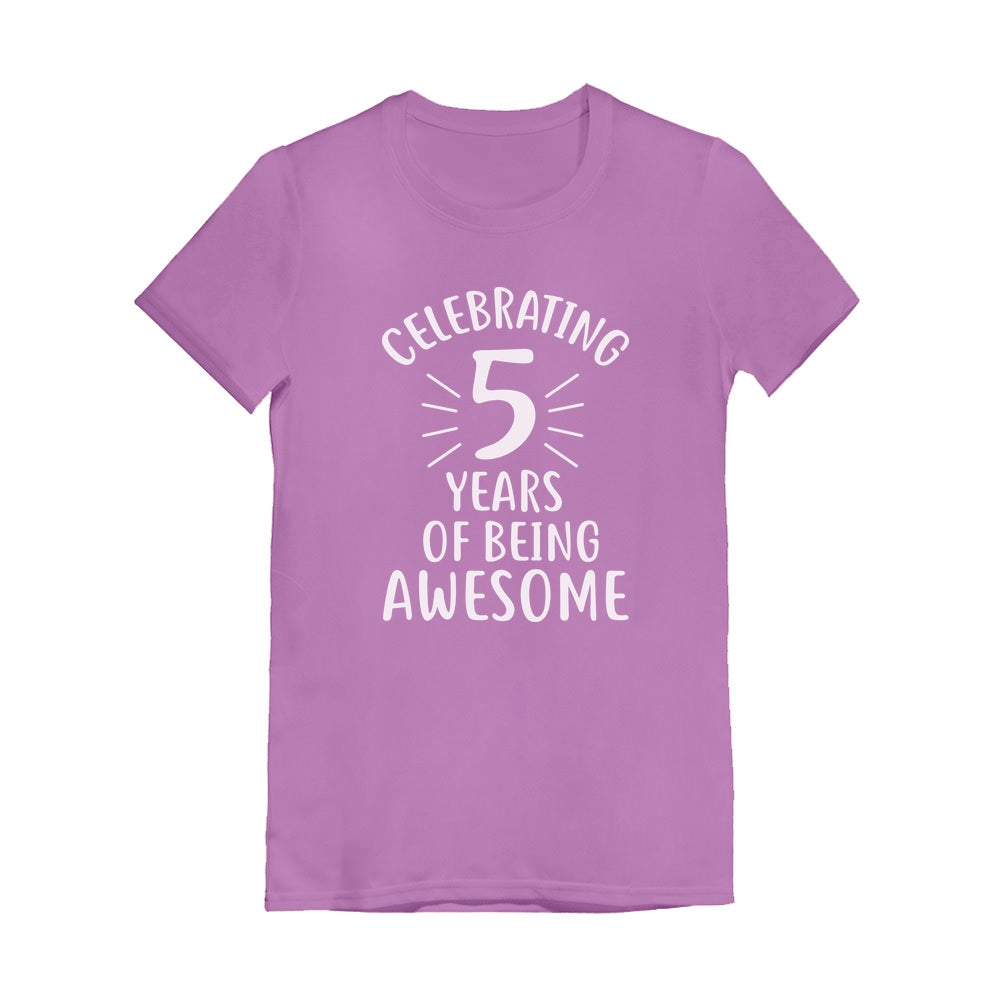 Celebrating 5 Years Of Being Awesome Youth Girls' Fitted T-Shirt - Lavender 1