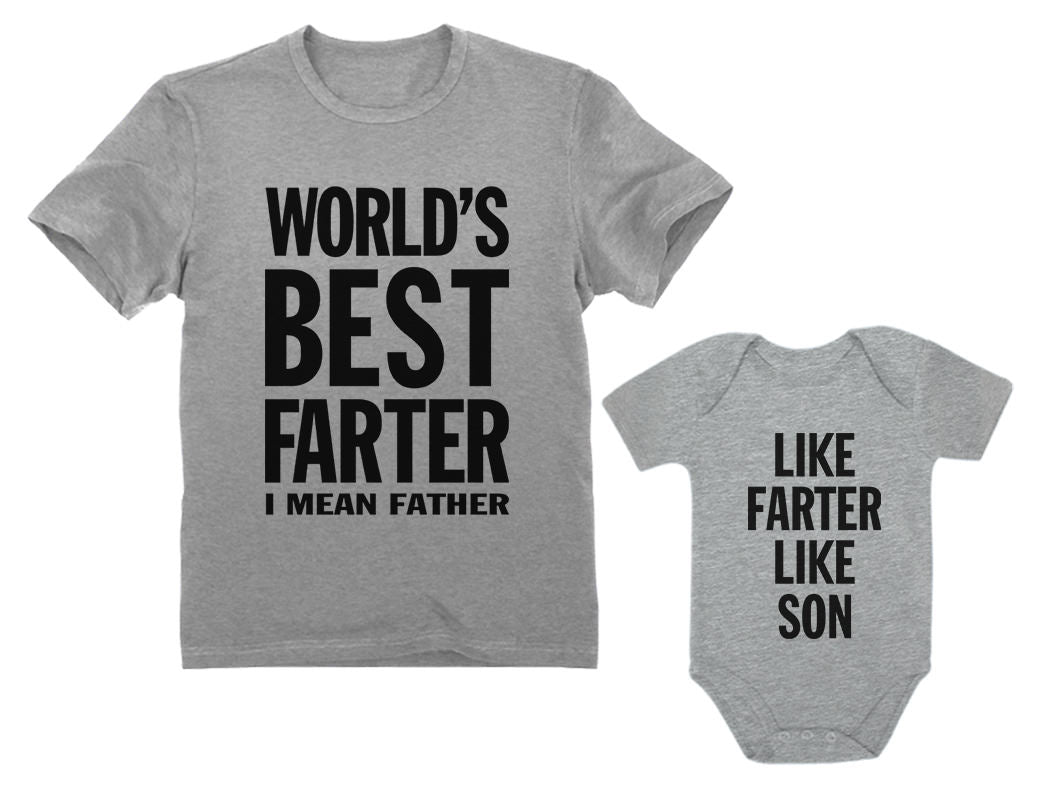 Best Farter I Mean Father - Like Farter Like Son Funny Dad & Me Matching Set - Gray 3