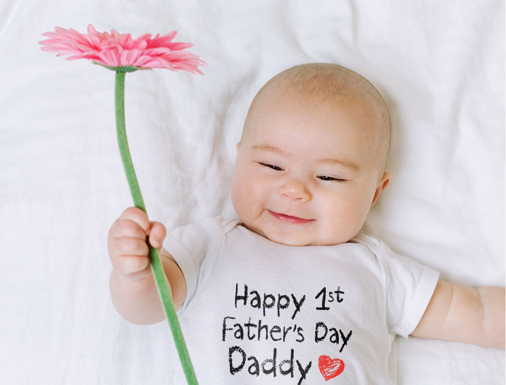 Happy First Father's Day Daddy Cute Baby Bodysuit - Wow pink 8