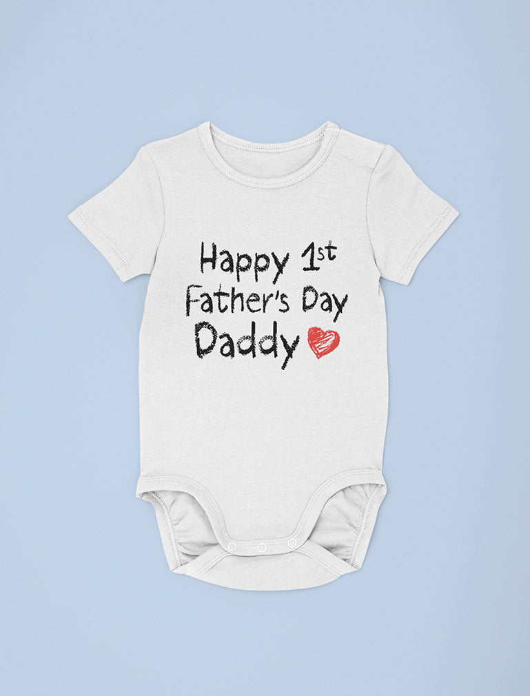 Happy First Father's Day Daddy Cute Baby Bodysuit - Wow pink 13