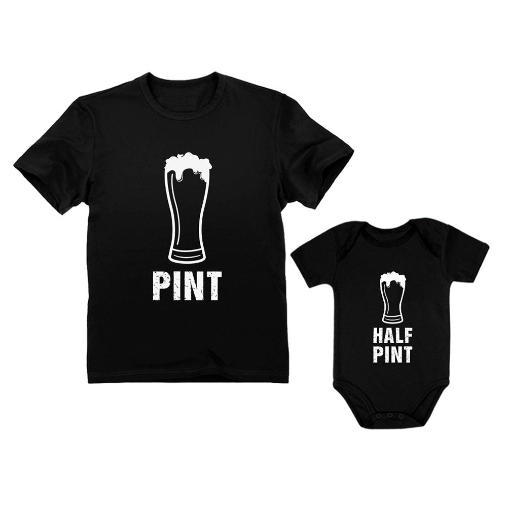 Pint & Half Pint Baby Bodysuit & Men's T-Shirt Matching Set Father's Day Gift 
