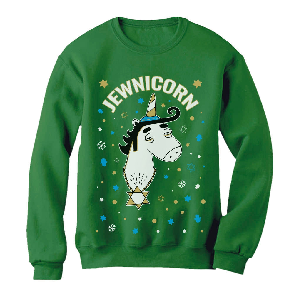 Jewnicorn Ugly Christmas Hanukkah Sweatshirt - Green 4