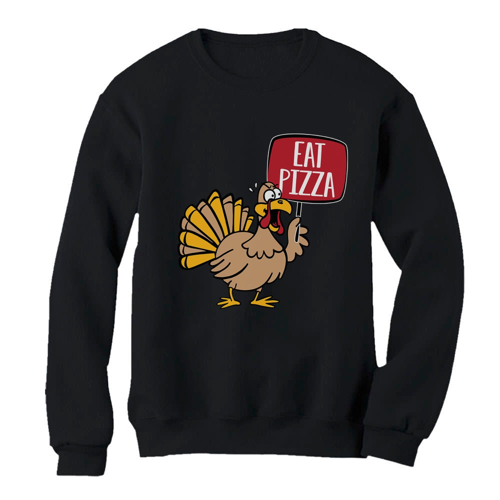 Save a Turkey Eat Pizza Thanksgiving Women Sweatshirt - Black 1