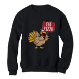 Thumbnail Save a Turkey Eat Pizza Thanksgiving Women Sweatshirt Black 1