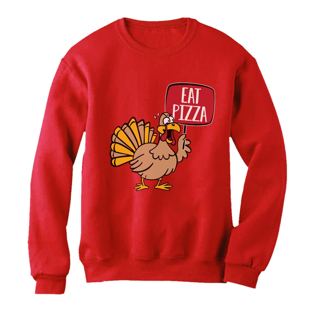 Save a Turkey Eat Pizza Thanksgiving Women Sweatshirt - Red 3