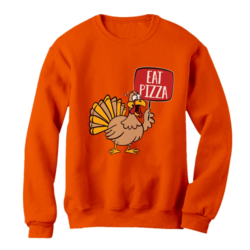 Save a Turkey Eat Pizza Thanksgiving Women Sweatshirt - Orange 4