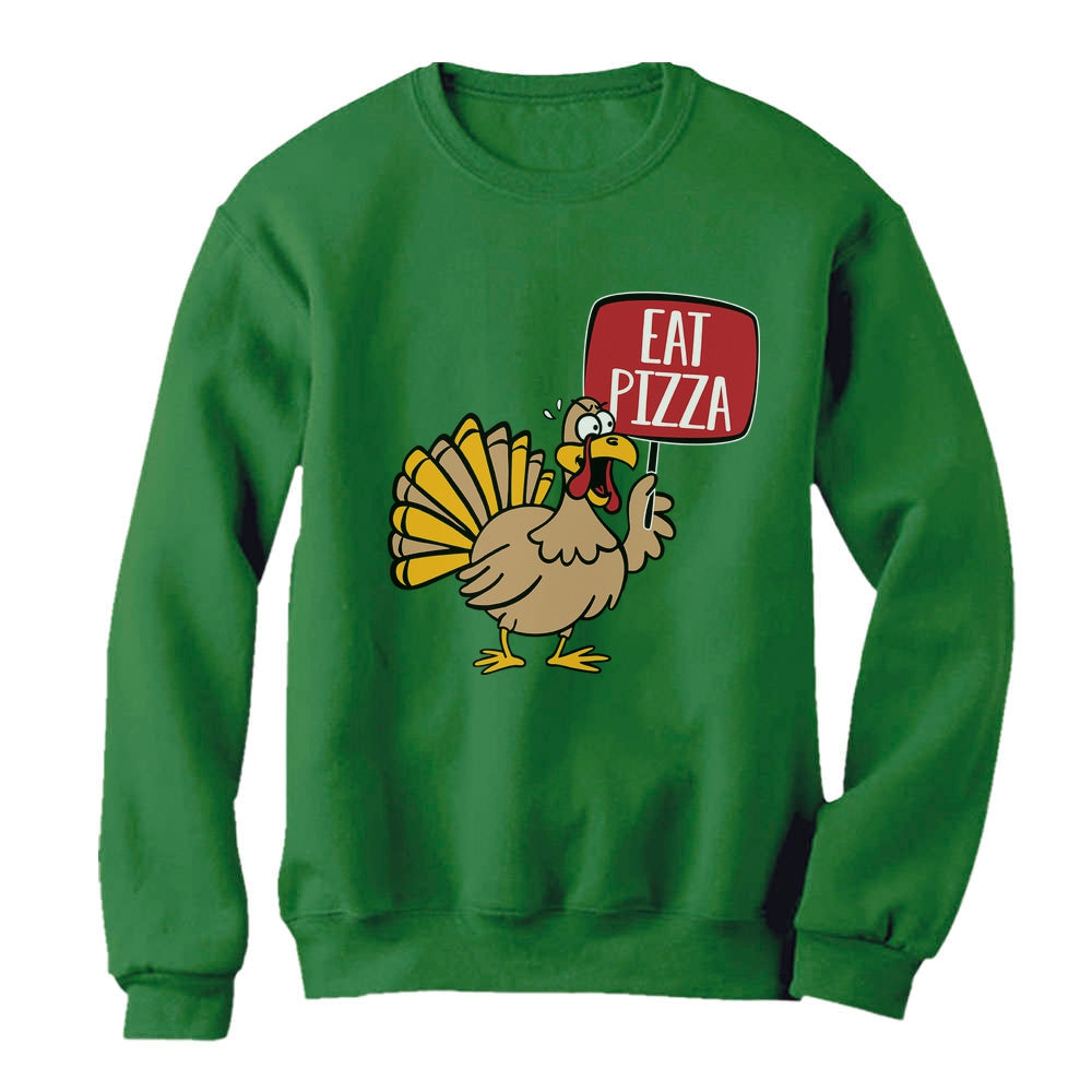 Save a Turkey Eat Pizza Thanksgiving Women Sweatshirt - Green 6