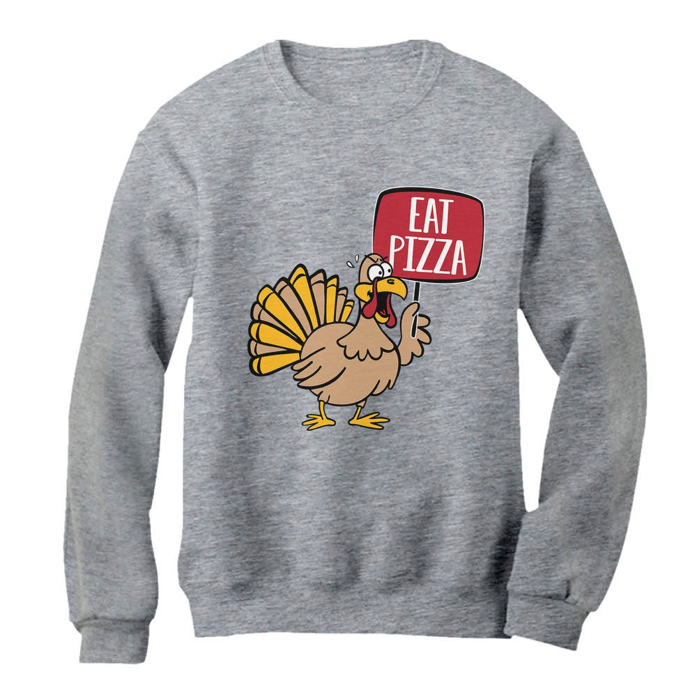 Save a Turkey Eat Pizza Thanksgiving Women Sweatshirt - Gray 7