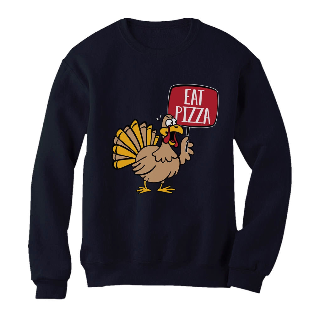 Save a Turkey Eat Pizza Thanksgiving Women Sweatshirt - Navy 8