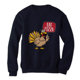 Thumbnail Save a Turkey Eat Pizza Thanksgiving Women Sweatshirt Navy 8