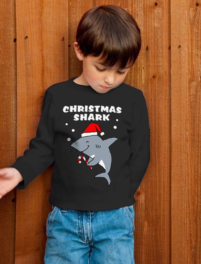 Christmas Shark Doo Doo Ugly Xmas Toddler Kids Long sleeve T-Shirt - Red 3
