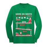 Video Game On Santa 8bit Ugly Chritsmas Gamers Youth Kids Long Sleeve T-Shirt 