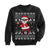Thumbnail Santa Floss Funny Ugly Christmas Sweater Toddler Kids Sweatshirt Black 1