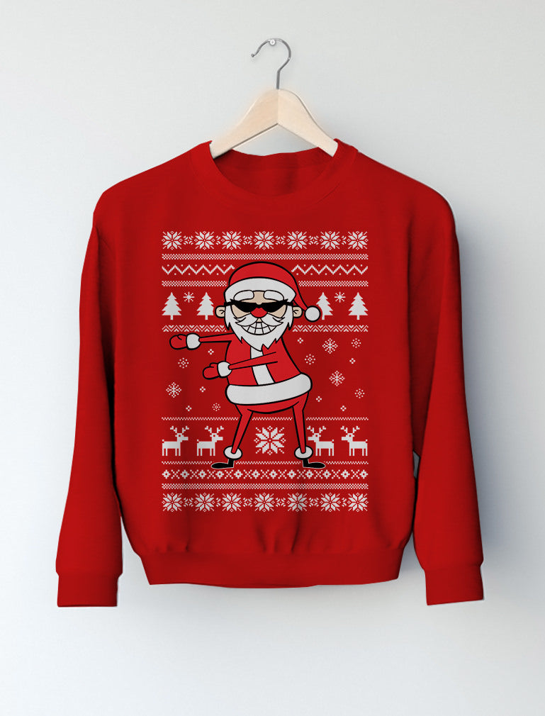 Santa Floss Funny Ugly Christmas Sweater Toddler Kids Sweatshirt - Red 3