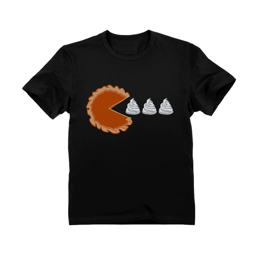 Thanksgiving Pumpkin Pie & Cream Retro Youth Kids T-Shirt - Black 1