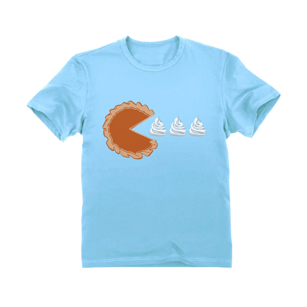 Thanksgiving Pumpkin Pie & Cream Retro Youth Kids T-Shirt - Blue 2