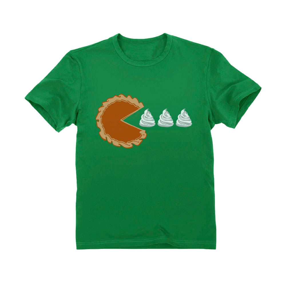 Thanksgiving Pumpkin Pie & Cream Retro Youth Kids T-Shirt - Green 4