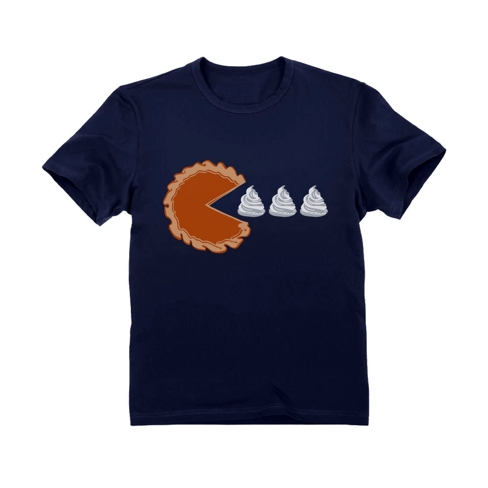 Thanksgiving Pumpkin Pie & Cream Retro Youth Kids T-Shirt - Navy 6