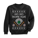 Thumbnail Ho Ho Home Run Baseball Fans Ugly Christmas Youth Kids Sweatshirt Black 2