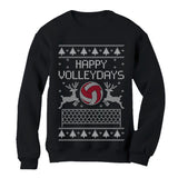 Thumbnail Happy Volleydays Gift for Volleyball Fans Ugly Christmas Women Sweatshirt Black 2