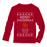 Thumbnail Merry Swishmas - Christmas Ugly Sweater For Basketball Fans Long Sleeve T-Shirt Red 3