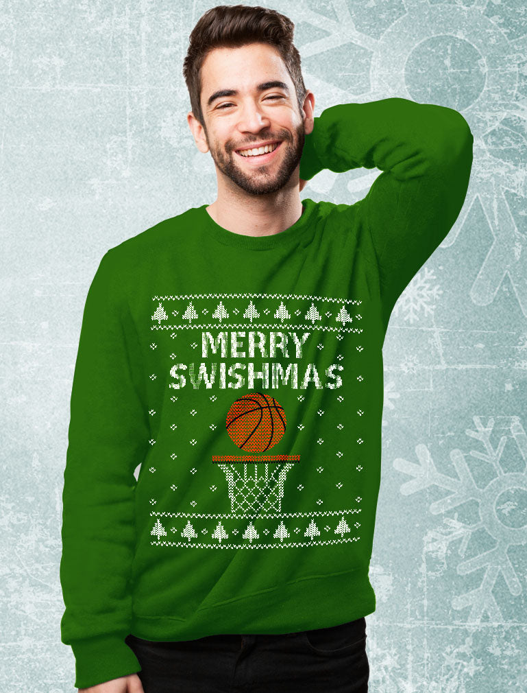 Merry Swishmas - Christmas Ugly Sweater For Basketball Fans Sweatshirt 