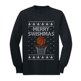 Thumbnail Merry Swishmas Basketball Christmas Ugly Sweater Youth Kids Long Sleeve T-Shirt Black 2