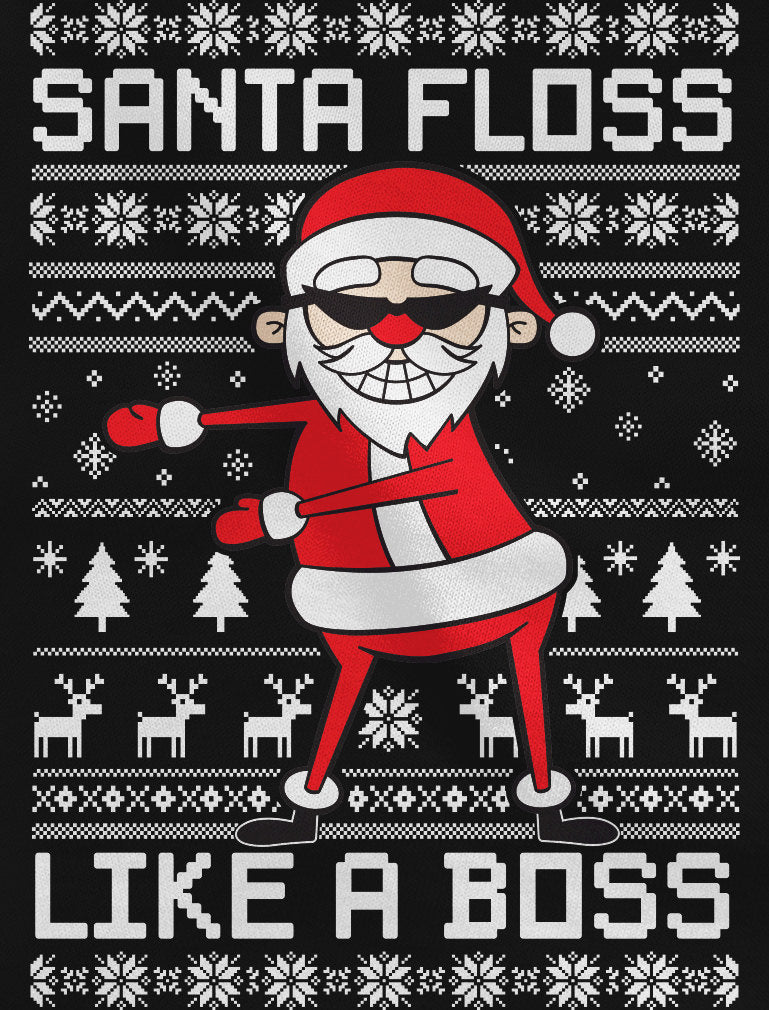 Santa Floss Like a Boss Funny Ugly Christmas Sweater Youth Kids Sweatshirt - Red 3