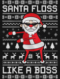 Thumbnail Santa Floss Like a Boss Funny Ugly Christmas Sweater Youth Kids Sweatshirt Red 3