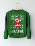 Thumbnail Santa Floss Like a Boss Funny Ugly Christmas Sweater Youth Kids Sweatshirt Red 4