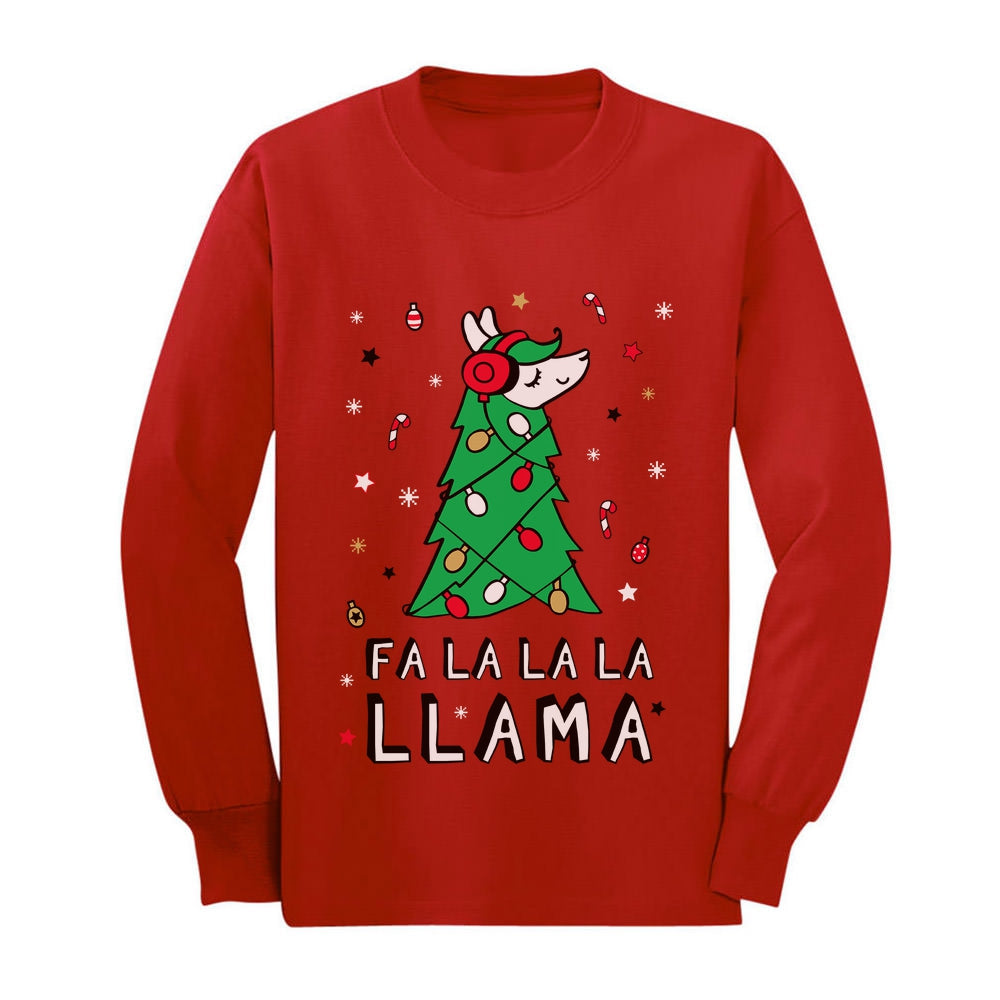 Fa La La Llama Ugly Christmas Sweater Funny Xmas Youth Kids Long
