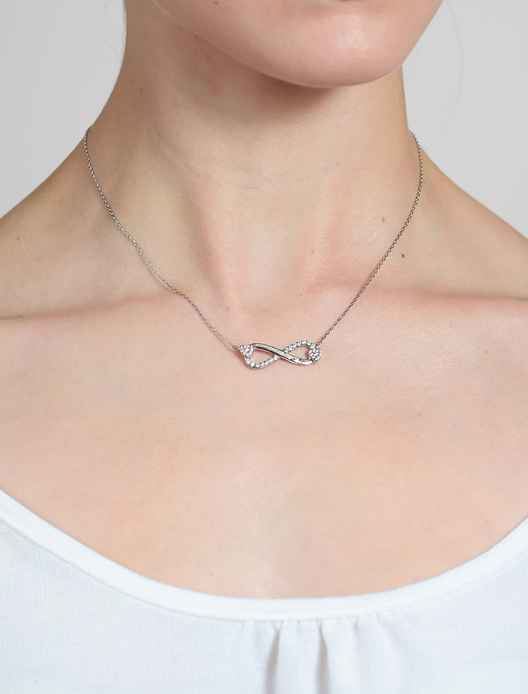 Infinity Zirconia Necklace - Forever My Sister Always My Friend - Gift for Sister and Bff - Silver 3